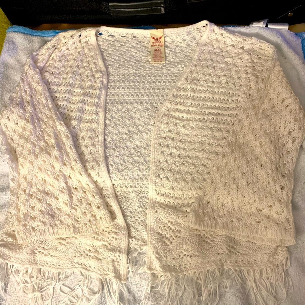 White cable knit cardigan!